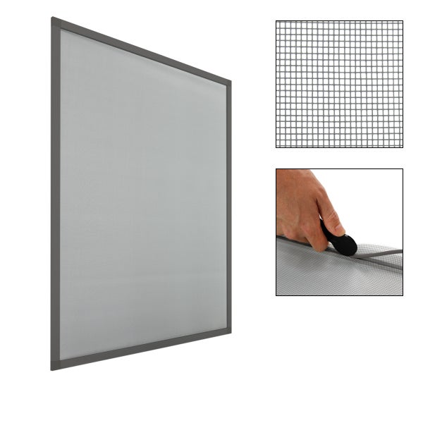ECD Germany 2er Pack Fliegengitter mit Rahmen aus Aluminium - 80 x 100 cm - Grau - wetterfestes Moskitonetz aus Fiberglasgewebe für Fenster - Insektenschutz Fliegenschutz Mückengitter Mückenschutz