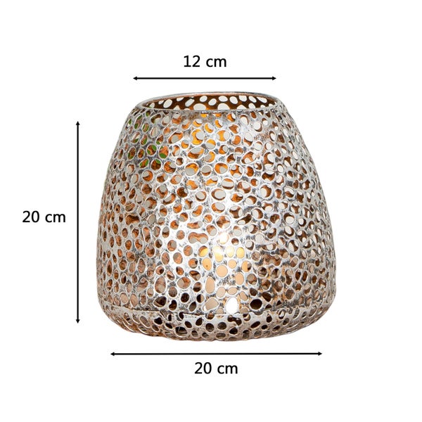 Windlicht GILDE Kerzenhalter Höhe 20cm Durchmesser 20cm silberfarben Metall
