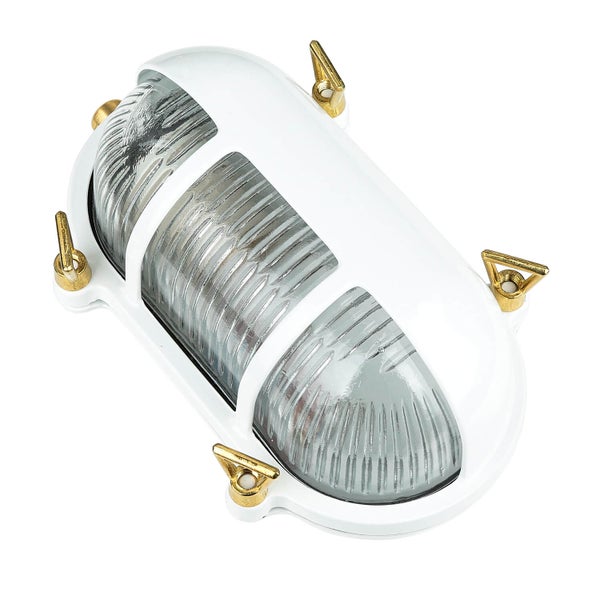 Ovale Wandleuchte mit Schutzgitter für den Außenbereich