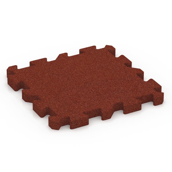 Rotbraune Fallschutzmatte aus Gummigranulat mit Puzzlerand.