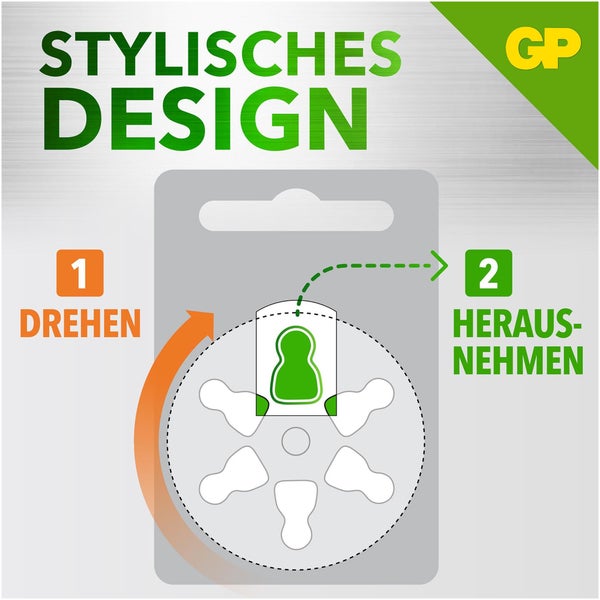 ZA312 GP Zink-Luft Hörgerätebatterie 1,4V 6 Stück