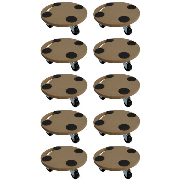 PROREGAL MegaDeal 10x Transportroller 4 Rollen Rund HxBxT 11x30x30 cm Traglast 100kg MDF Holzplatte