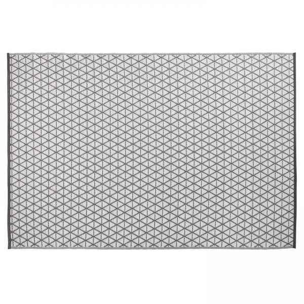 Rechteckiger Teppich mit geometrischem Rautenmuster für den Innenbereich und Außenbereich.