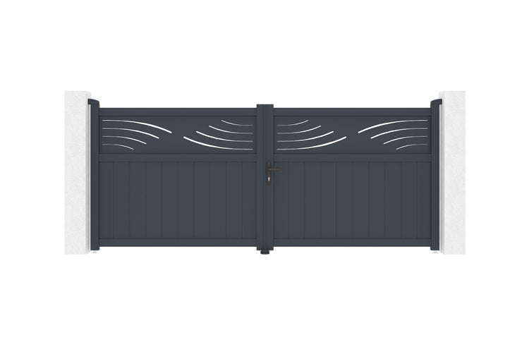 Flügeltor 3,4 m HALTI H.140 graues Aluminium