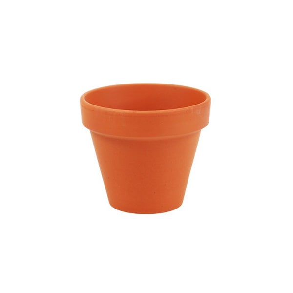 Blumentopf aus Terrakotta, klassische konische Form mit Rand.