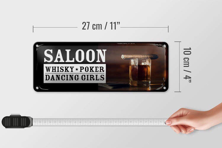 Blechschild Spruch Saloon Whisky Poker Dancing Girls 27x10cm