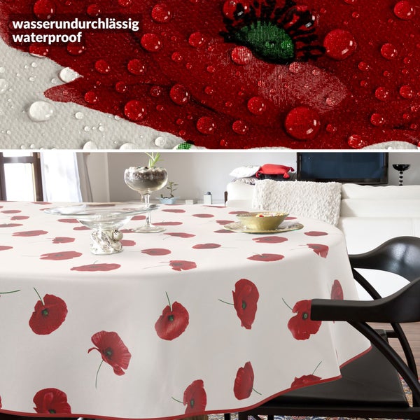 Tischdecke mit Mohnblumenmuster, wasserabweisend