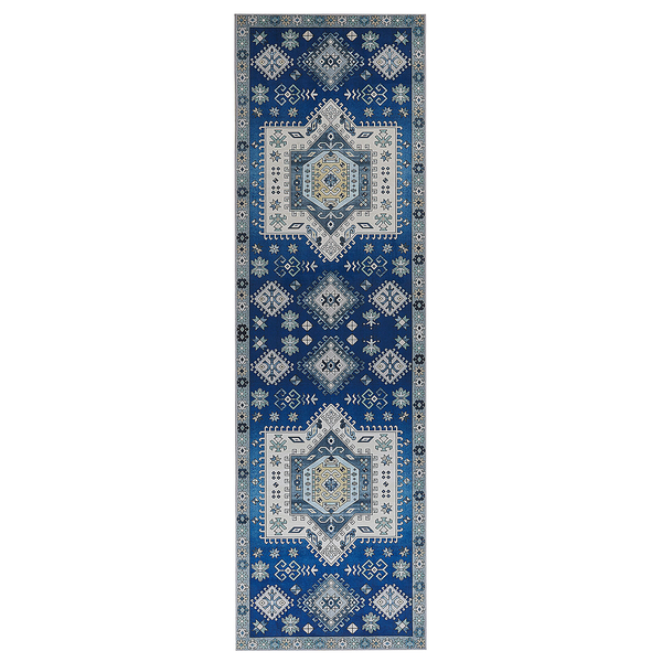 Blauer Läufer mit geometrischem Muster