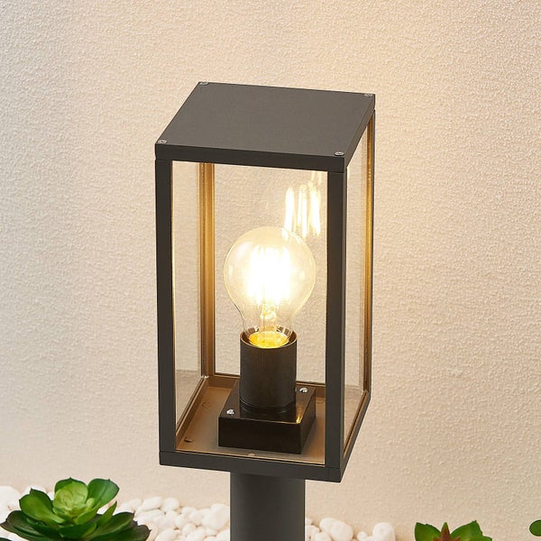 Lindby Außenleuchte Filimon (spritzwassergeschützt (Modern) in Schwarz aus Aluminium (1 flammig, E27) - Wegeleuchte Pollerleuchte Wegelampe Sockelleuchte