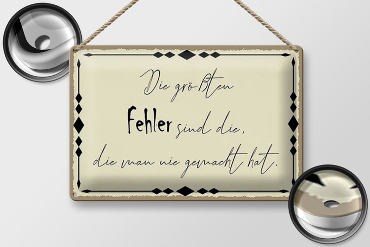 Blechschild Spruch 30x20cm die größten Fehler sind die