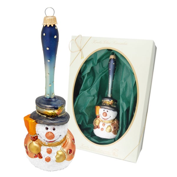 Multicolor 25cm Schneemann-Glocke, Glasornament, mundgeblasen und handdekoriert, 1 Stck., Weihnachtsbaumkugeln, Christbaumschmuck, Weihnachtsbaumanhänger