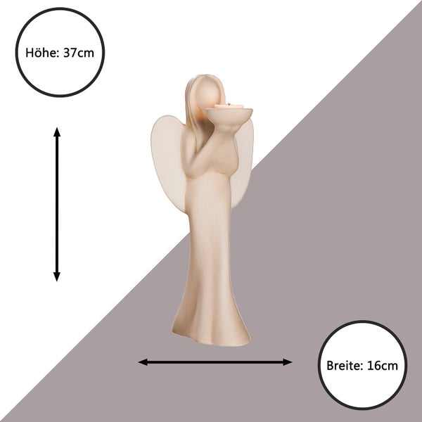 Teelichtleuchter GILDE EngelHöhe 37cm Breite 16cm creme Keramik