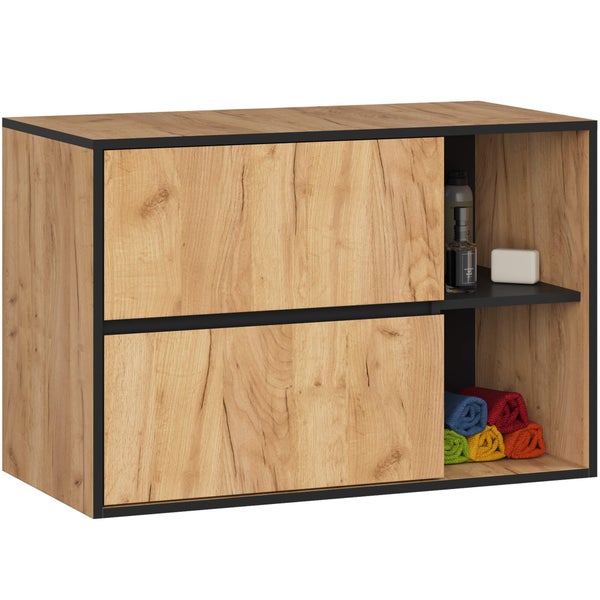 Hängender Waschtischunterschrank mit zwei Schubladen und offenem Fach