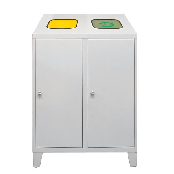 PROREGAL Recycling Abfallsammler mit Abfallsackhalterung Duo HxBxT 122 x 80 x 45 cm 2x 120 Liter Lichtgrau