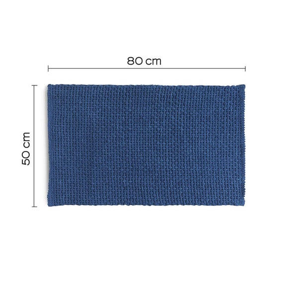 Badezimmerteppich cm 50X80 aus blauer Baumwolle und Mikrofasern | Frangipani