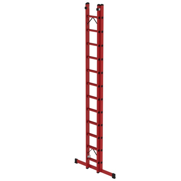 PROREGAL Sprossen-Schiebeleiter 2-Teilig GFK mit Standard-Traverse 2 x 12 Sprossen