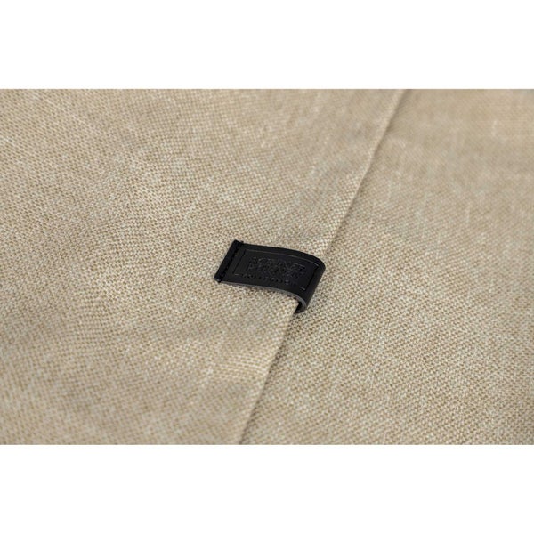 Stoffmuster mit Lederetikett