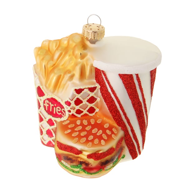 Multicolor 12cm Happy meal, Glasornament, mundgeblasen und handdekoriert, 1 Stck., Weihnachtsbaumkugeln, Christbaumschmuck, Weihnachtsbaumanhänger