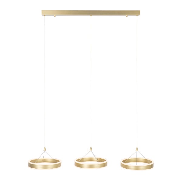 Dreiflammige Hängeleuchte mit runden Lampenschirmen