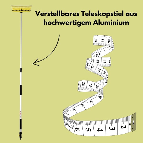Teleskopstiel aus Aluminium mit Bürste und Maßband