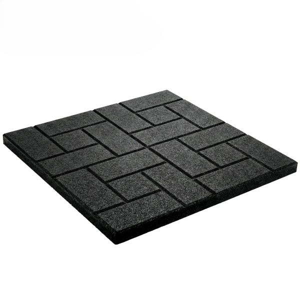 Quadratische, schwarze Pflasterplatte mit Ziegelmuster