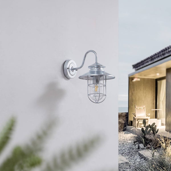 Lindby Wandleuchte außen (Laterne) Celinor (spritzwassergeschützt (Vintage, Industriell) in Chrom aus Metall (1 flammig E27) - Außenwandleuchten Wandlampe Led Außenlampe Outdoor für