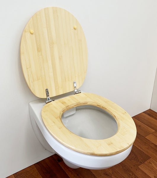 ADOB WC Sitz Bambus hell (natur), umweltfreundlich, warm, rostfreie verstellbare Edelstahlscharniere, universalpassend