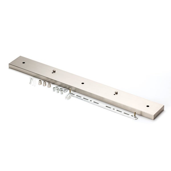 Deckenbaldachin für Leuchte länglich Abzweigdose mit 3 Kabelauslässen, für Esstisch, 70x8cm, Silber matt