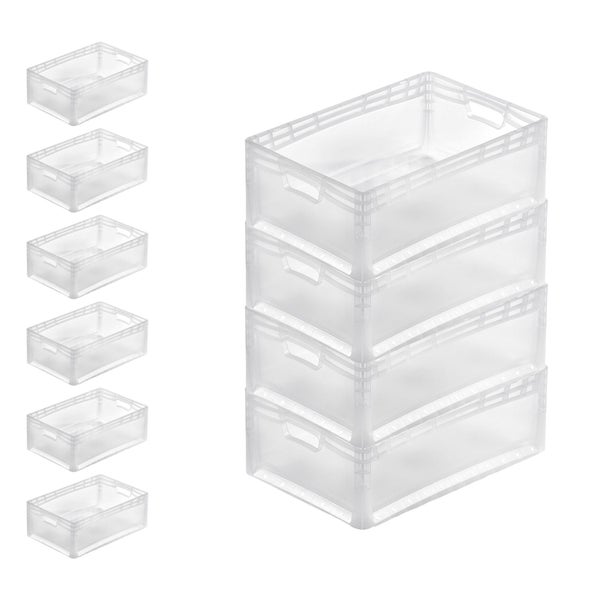 PROREGAL SuperSparSet 10x Transparenter Eurobehälter LightLine mit Offenem Griff und Scharnierdeckel HxBxT22 x 40 x 60 cm 46 Liter Eurobox