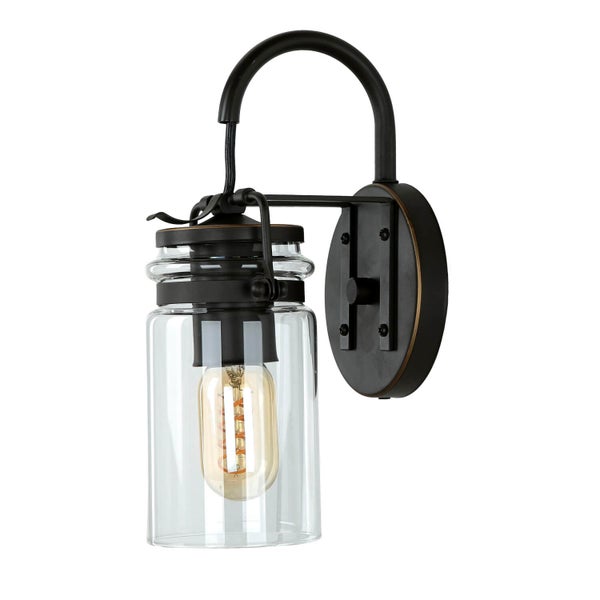 Wandleuchte mit Glasbehälter und Glühbirne
