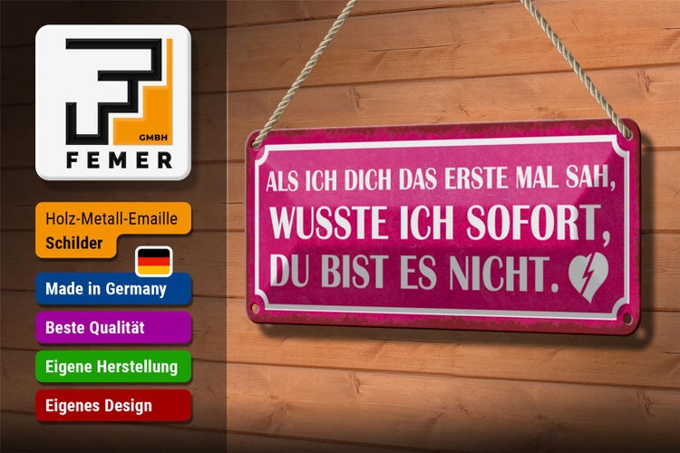 Blechschild Spruch 27x10cm als ich dich das erste Mal sah Dekoration