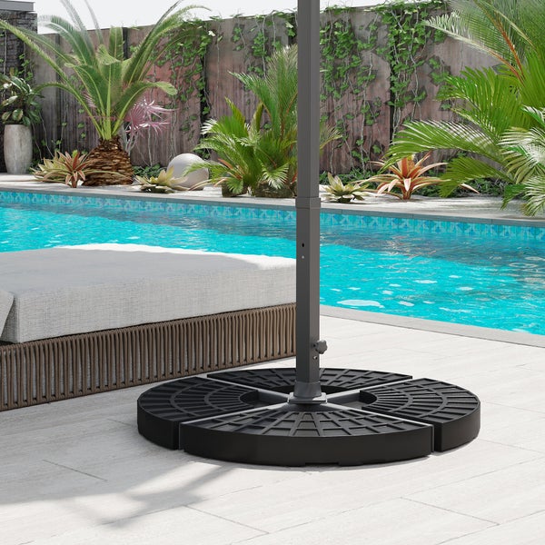 Outsunny Sonnenschirmgewicht 4-tlg. Schirmgewicht für Sonnenschirm mit 52 kg Wasser oder 68 kg Sand befüllbar HDPE Schwarz