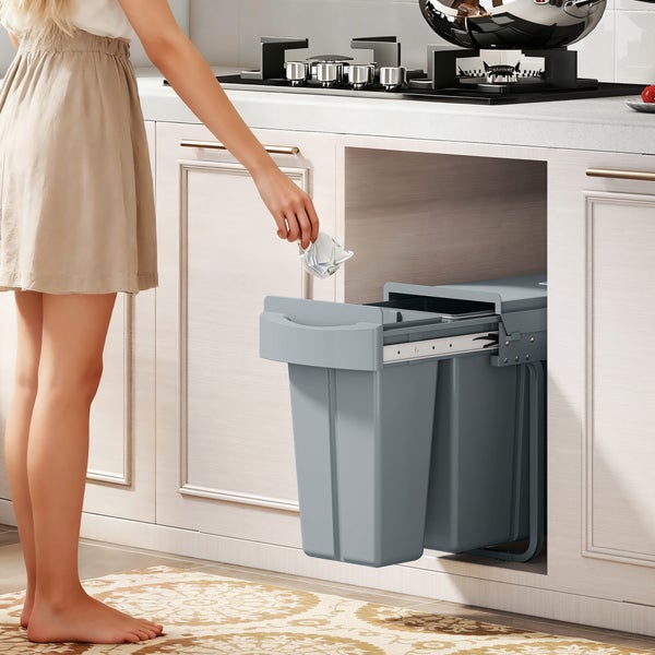 Unterschrank aus Bambus mit offenem Design und zwei Türen unter einem Aufsatzwaschbecken