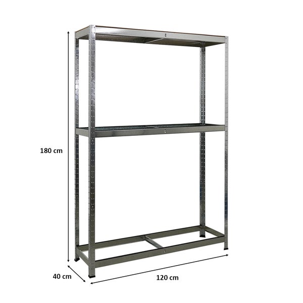 PROREGAL Reifenregal RAGNAR HxBxT 180 x 120 x 40cm bis zu 8 Reifen auf 2 Ebenen + Ablage 265kg Fachlast Verzinkt