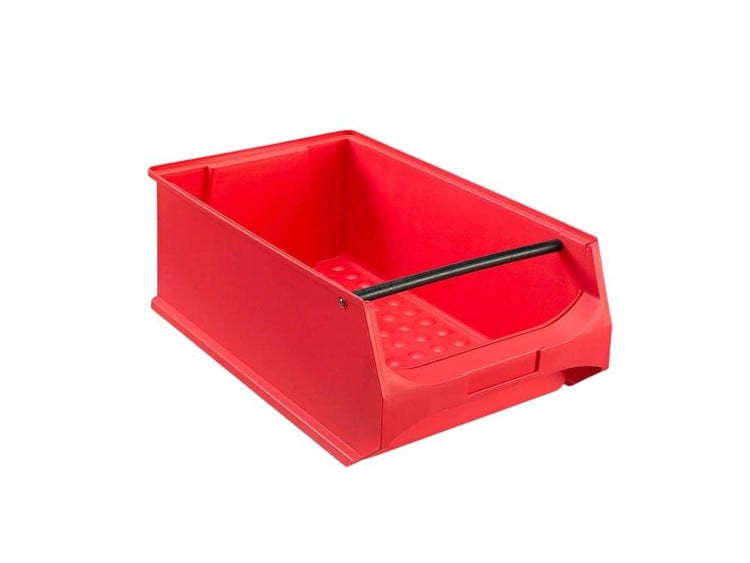 PROREGAL SparSet 5x Rote Sichtlagerbox 5.1 mit Griffstange HxBxT 20 x 30 x 50 cm 21,8 Liter Sichtlagerbehälter