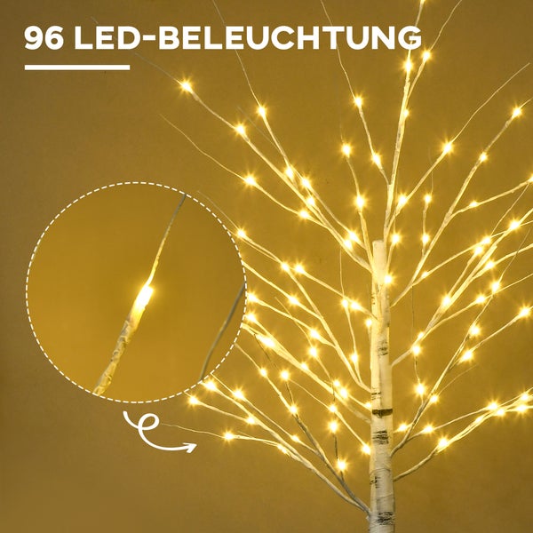 HOMCOM 180 cm Kunstbaum, 22L x 22B x 180H cm, Kunststoff, Weiß