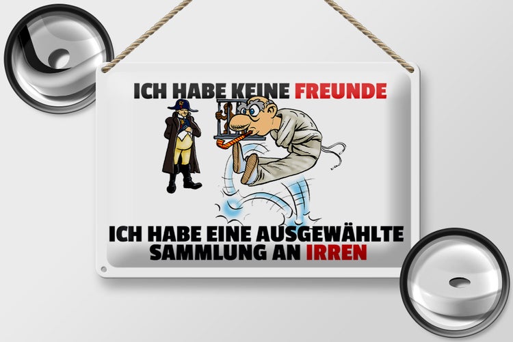 Blechschild Spruch 30x20cm keine Freunde Sammlung an Irren