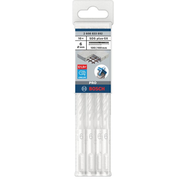Bosch SDS Plus-5X Bohrer Set, 6 mm, 10 Stück