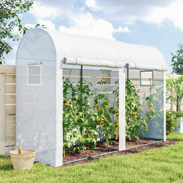 Folientunnel Tomatenhaus mit aufrollbarer Front und Seitenfenstern für den Garten