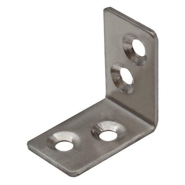 Winkelverbinder aus Metall mit vier Senkbohrungen zur stabilen Verbindung von Bauteilen.