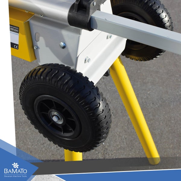 Detailansicht eines Universal Arbeitstisches mit Rädern für einfachen Transport