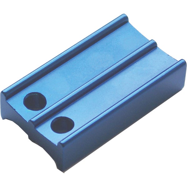 Blaues Aluminiumprofil mit zwei Bohrungen