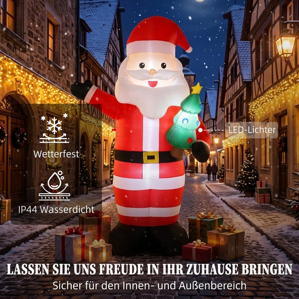 Aufblasbarer Weihnachtsmann mit LED Beleuchtung fuer den Innen und Aussenbereich wetterfest und IP44 wasserdicht als weihnachtliche Dekoration