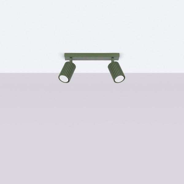 Grüne Deckenleuchte mit zwei Strahlern
