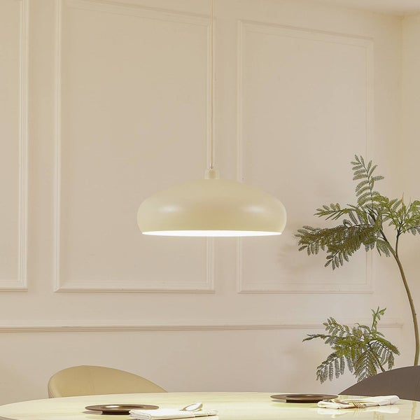 Lindby Pendelleuchte Elover (Modern) in Creme aus Metall (1 flammig, E27) - Deckenlampe Esstischlampe Hängelampe Hängeleuchte Wohnzimmerleuchte