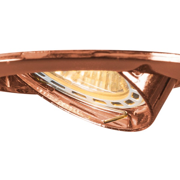 Einbaustrahler aus kupferfarbenem Metall, schwenkbar mit Leuchtmittel.