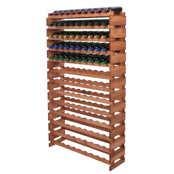 Weinregal VINOTECA FLEX PRO HxBxT 177x103x28cm 130 Flaschen auf 13 Ebene Massives Kiefernholz Braun geölt