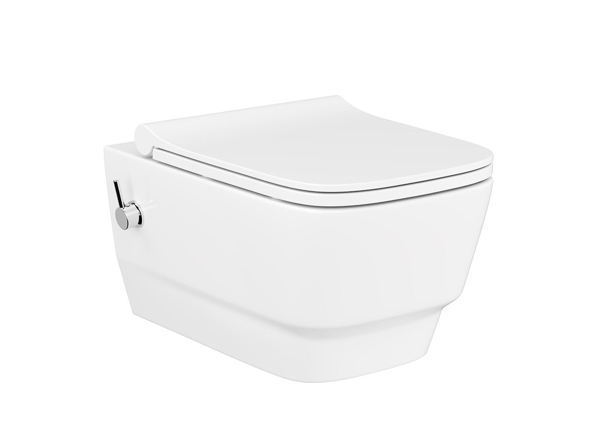 Dusch-WC Set wandh. Design Taharet WC mit Gesäßdusche spülrandlos inkl. integrierter Armatur und Softclose WC-Sitz mit Absenkautomatik