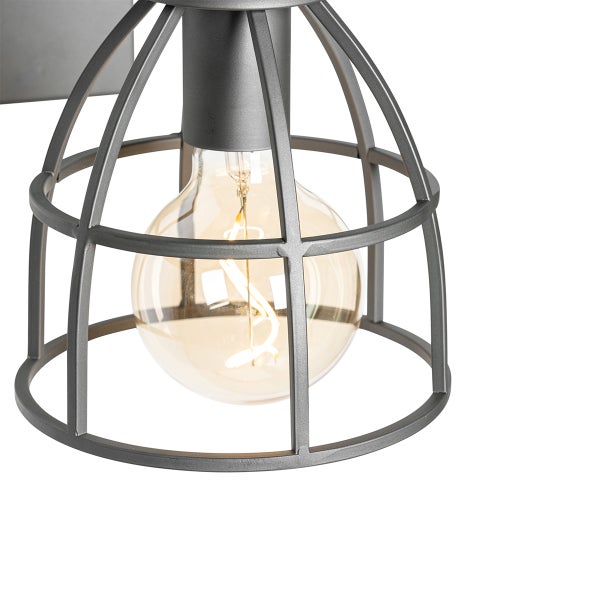 Wandleuchte im industriellen Stil mit Metallgitterkorb und Filament Leuchtmittel