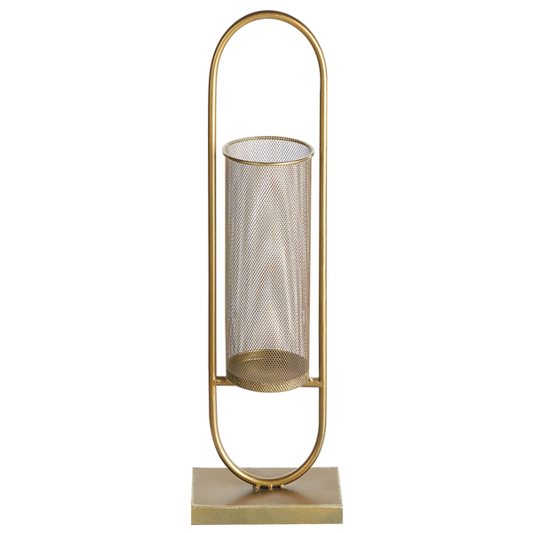 Dekorative goldfarbene Metallvase mit geometrischem Design
